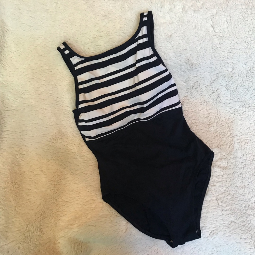 Style & Co Navy/White  Striped One Piece Swimsuit